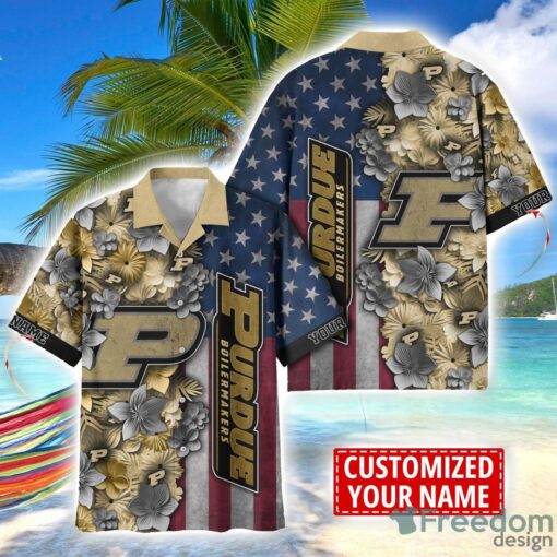 Purdue Boilermakers Custom name USA Flag 4th July Independence Day Hawaiian Shirt Product Photo 1