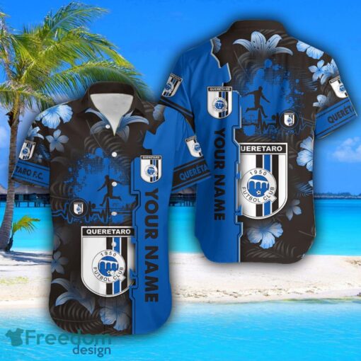 Querétaro Hawaiian Shirt And Beach Shorts Flower Pattern Custom Name For Fans Product Photo 2