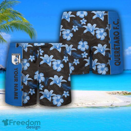 Querétaro Hawaiian Shirt And Beach Shorts Flower Pattern Custom Name For Fans Product Photo 3