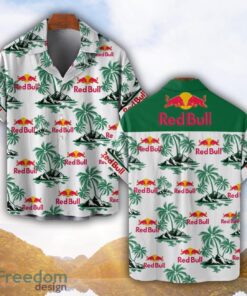 Red Bull Green Coconut Pattern Combo 3D Hawaiian Shirt And Shorts