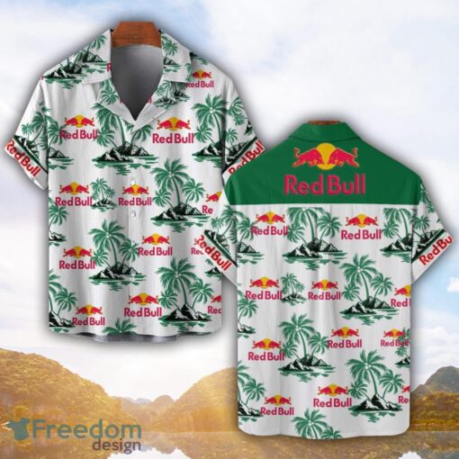 Red Bull Green Coconut Pattern Combo 3D Hawaiian Shirt And Shorts Product Photo 1