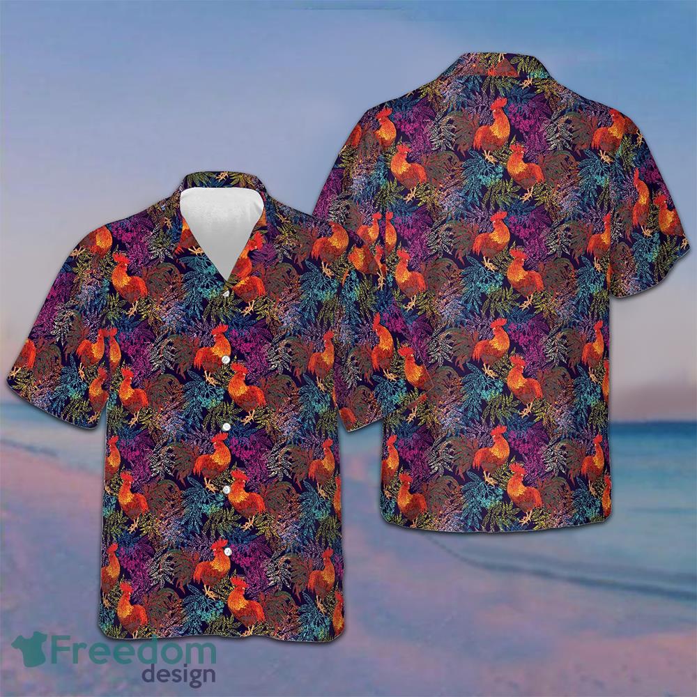 Rooster Chicken And Leaves Hawaiian Shirt Mens Beach Button Up Gifts For Chicken Lovers - Rooster Chicken And Leaves Hawaiian Shirt Mens Beach Button Up Gifts For Chicken Lovers