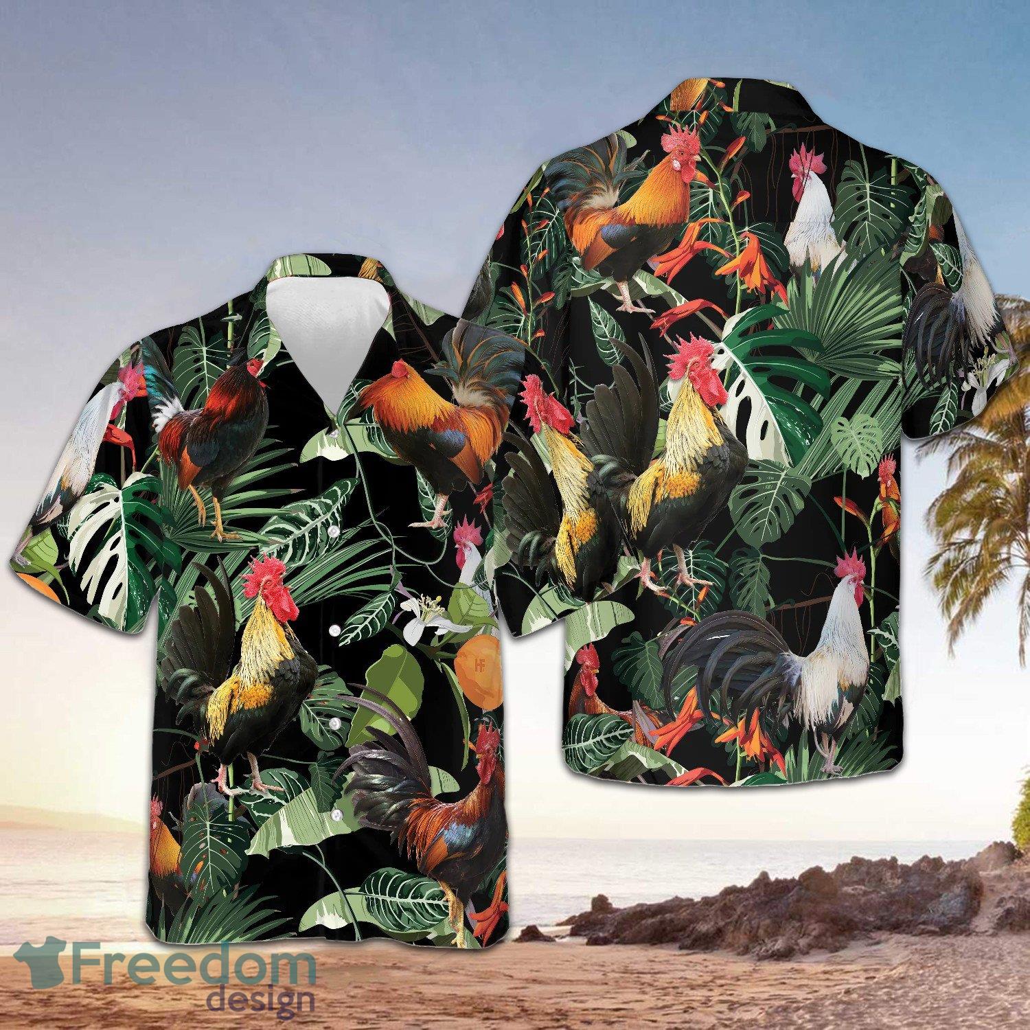 Rooster Hawaiian Shirt Palm Leaf Tropical Button Up Shirt Mens Rooster Themed Gifts - Rooster Hawaiian Shirt Palm Leaf Tropical Button Up Shirt Mens Rooster Themed Gifts