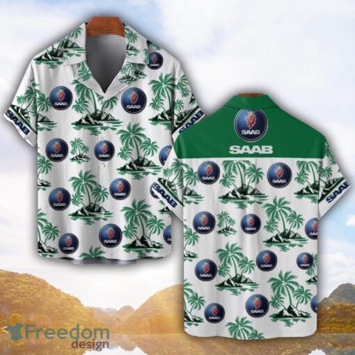 Saab Automobile Green Coconut Pattern Combo 3D Hawaiian Shirt And Shorts Product Photo 1