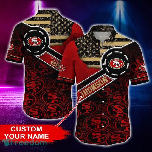 San Francisco 49ers Personalized Button Shirt NFL Hawaiian Shirt Custom Name Product Photo 1