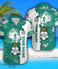 Santos Laguna Hawaiian Shirt And Beach Shorts Flower Pattern Custom Name For Fans Product Photo 2