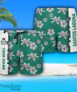 Santos Laguna Hawaiian Shirt And Beach Shorts Flower Pattern Custom Name For Fans Product Photo 3