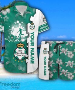 Santos Laguna Hawaiian Shirt And Beach Shorts Flower Pattern Custom Name For Fans Product Photo 1