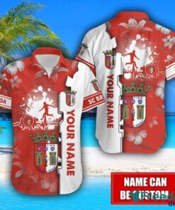 SC Braga Flower Tropical Hawaiian Shirt And Shorts Custom Name For Fans Summer Outfit Product Photo 2