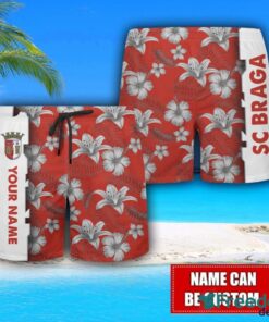 SC Braga Flower Tropical Hawaiian Shirt And Shorts Custom Name For Fans Summer Outfit Product Photo 3