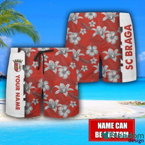 SC Braga Flower Tropical Hawaiian Shirt And Shorts Custom Name For Fans Summer Outfit Product Photo 3