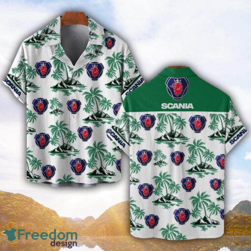 Scania Green Coconut Pattern Combo 3D Hawaiian Shirt And Shorts Product Photo 1