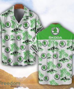 Skoda Auto Green Coconut Pattern Combo 3D Hawaiian Shirt And Shorts