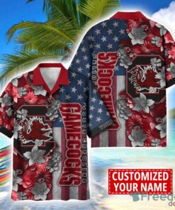 South Carolina Gamecocks Custom name USA Flag 4th July Independence Day Hawaiian Shirt