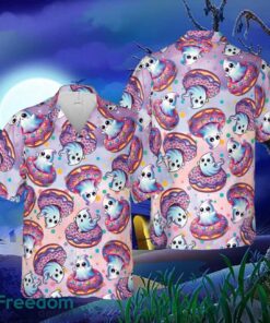 Spooky Summer Hawaiian Shirt, Cute Ghost Donut Float Button Up Shirt