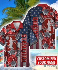 Stanford Cardinal Custom name USA Flag 4th July Independence Day Hawaiian Shirt