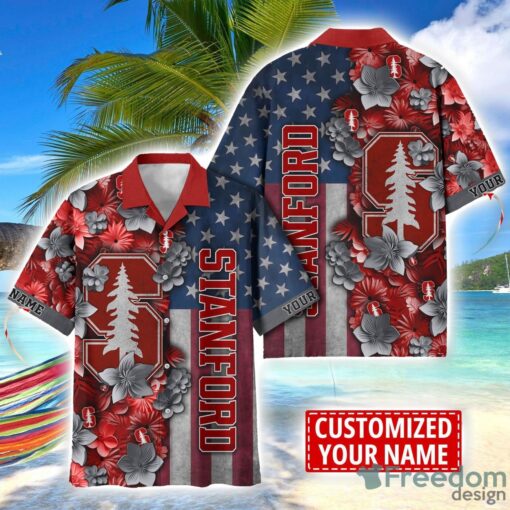 Stanford Cardinal Custom name USA Flag 4th July Independence Day Hawaiian Shirt Product Photo 1