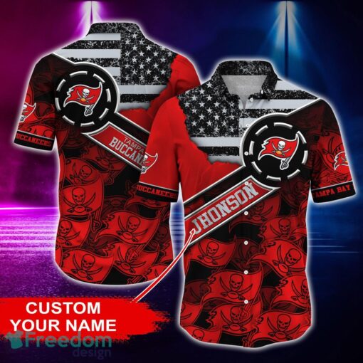 Tampa Bay Buccaneers Personalized Button Shirt NFL Hawaiian Shirt Custom Name Product Photo 1