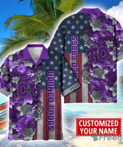 TCU Horned Frogs Custom name USA Flag 4th July Independence Day Hawaiian Shirt