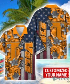 Tennessee Volunteers Custom name USA Flag 4th July Independence Day Hawaiian Shirt