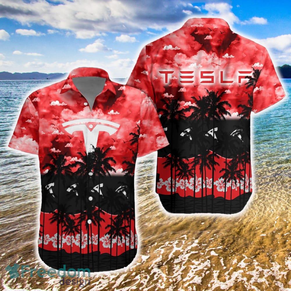 Tesla Hawaiian Shirt Car Tree Vintage AOP Special Gifts - Tesla Hawaiian Shirt Car Tree Vintage AOP Special Gifts