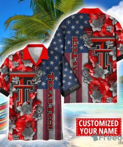 Texas Tech Red Raiders Custom name USA Flag 4th July Independence Day Hawaiian Shirt