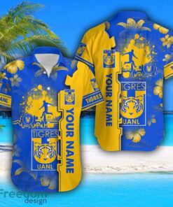 Tigres UANL Hawaiian Shirt And Beach Shorts Flower Pattern Custom Name For Fans Product Photo 2