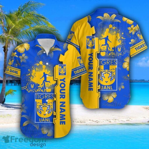 Tigres UANL Hawaiian Shirt And Beach Shorts Flower Pattern Custom Name For Fans Product Photo 2