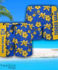 Tigres UANL Hawaiian Shirt And Beach Shorts Flower Pattern Custom Name For Fans Product Photo 3