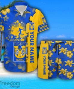 Tigres UANL Hawaiian Shirt And Beach Shorts Flower Pattern Custom Name For Fans