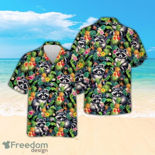 Tropical Raccoon Hawaiian Shirt, Animal Hawaiian Button Down Shirt Product Photo 1