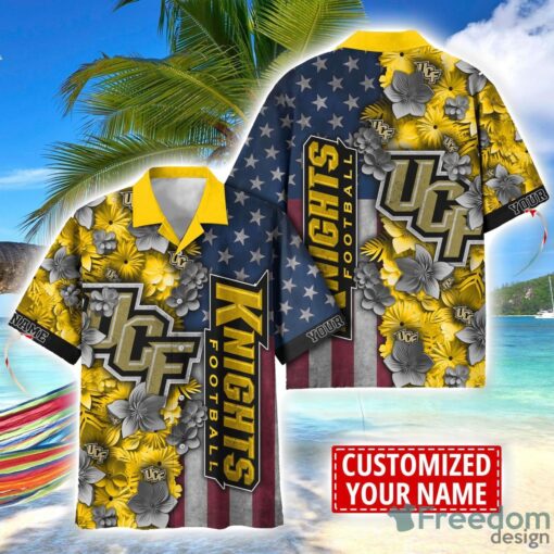 UCF Knights Custom name USA Flag 4th July Independence Day Hawaiian Shirt Product Photo 1