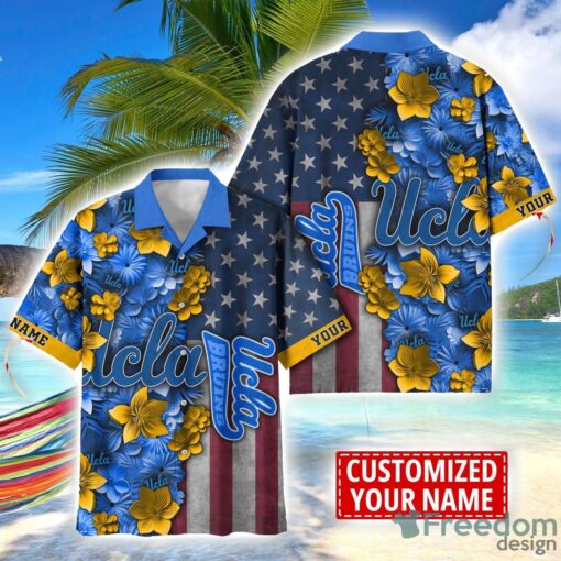 UCLA Bruins Custom name USA Flag 4th July Independence Day Hawaiian Shirt Product Photo 1