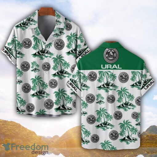 Ural Motorcycles Green Coconut Pattern Combo 3D Hawaiian Shirt And Shorts Product Photo 1