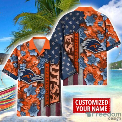 UTSA Roadrunners Custom name USA Flag 4th July Independence Day Hawaiian Shirt Product Photo 1