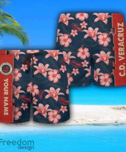 Veracruz Hawaiian Shirt And Beach Shorts Flower Pattern Custom Name For Fans Product Photo 3