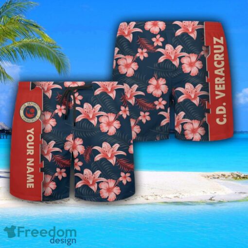 Veracruz Hawaiian Shirt And Beach Shorts Flower Pattern Custom Name For Fans Product Photo 3