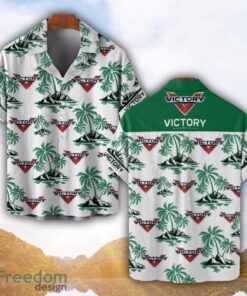 Victory Motorcycles Green Coconut Pattern Combo 3D Hawaiian Shirt And Shorts