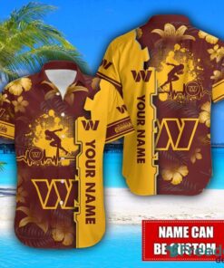 Washington Football Team Flower Tropical Hawaiian Shirt And Shorts Custom Name For Fans Summer Outfit Product Photo 2