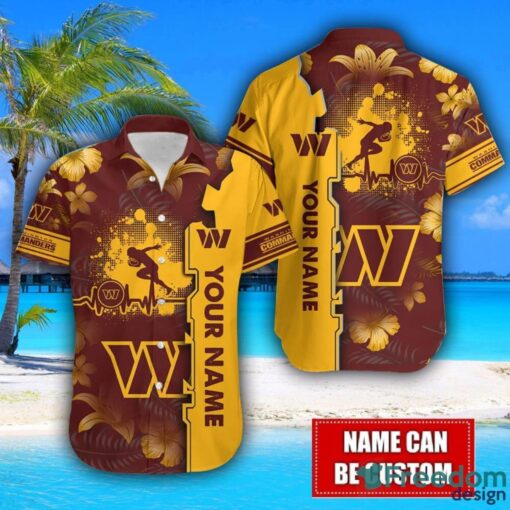 Washington Football Team Flower Tropical Hawaiian Shirt And Shorts Custom Name For Fans Summer Outfit Product Photo 2