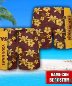 Washington Football Team Flower Tropical Hawaiian Shirt And Shorts Custom Name For Fans Summer Outfit Product Photo 3