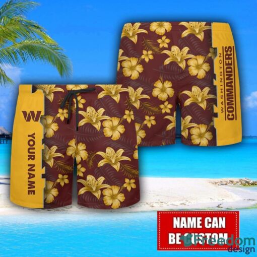 Washington Football Team Flower Tropical Hawaiian Shirt And Shorts Custom Name For Fans Summer Outfit Product Photo 3