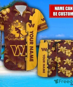 Washington Football Team Flower Tropical Hawaiian Shirt And Shorts Custom Name For Fans Summer Outfit