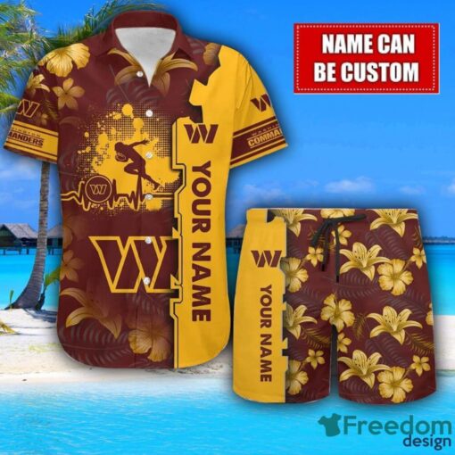 Washington Football Team Flower Tropical Hawaiian Shirt And Shorts Custom Name For Fans Summer Outfit Product Photo 1