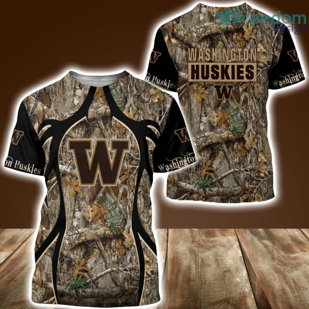 Washington Huskies Camo Hunting 3D Shirt All Over Print Perfect Gift image Washington Huskies Camo Hunting 3D Shirt All Over Print Perfect Gift Product Photo 1