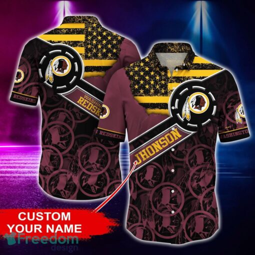 Washington Redskins Personalized Button Shirt NFL Hawaiian Shirt Custom Name Product Photo 1