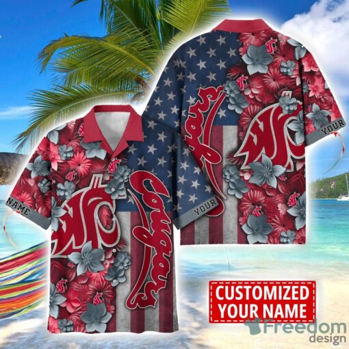 Washington State Cougars Custom name USA Flag 4th July Independence Day Hawaiian Shirt Product Photo 1