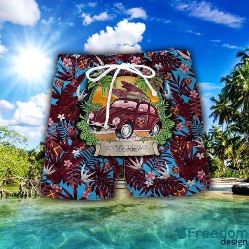 West Ham United F.C Car Beach Pattern Hawaiian Shirt And Shorts Product Photo 2