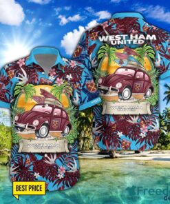 West Ham United F.C Car Beach Pattern Hawaiian Shirt And Shorts Product Photo 1