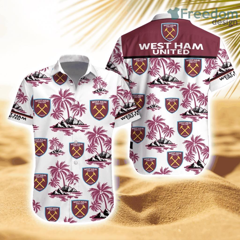 West Ham United F.C Tropical Striped Hawaiian Shirt Trending New Product Photo 1